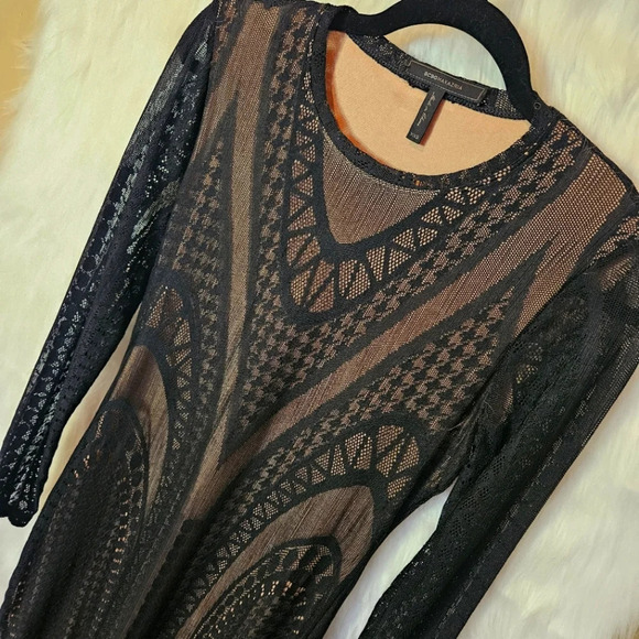 BCBG Max Azria Nude w/Black Overlay Sheath Dress - Picture 2 of 6